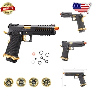 Black & Gold Knightshade Hi-Capa Gas Blowback Airsoft Pistol - 28 Rounds - Picture 1 of 10