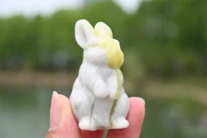 2'' Natural Lantian jade Rabbit hand carved reiki Crystal gift decor healing 1pc - Picture 1 of 12