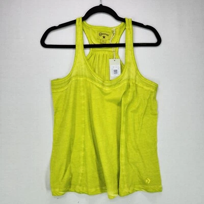 Camiseta sin mangas Converse adulto pequeña activa sin mangas amarillo neón lavado ácido para mujer Foto 1 de 4