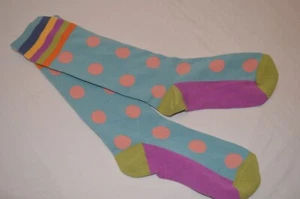 Matilda Jane Girls Foursquare Socks Sz Large New Blue Pink Polka Dots - Picture 1 of 4