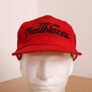 Vtg Portland Trailblazers Zipback Hat Corduroy Sports Specialties Script NBA - Picture 1 of 12