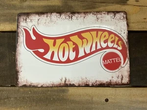 Insegna Pubblicitaria 12"X8" Vintage Stile Patina "Hot Wheels" / Mattel. Un grande regalo - Foto 1 di 7