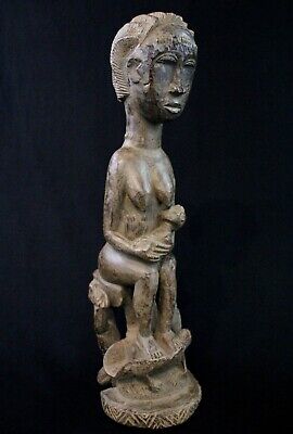 Arte Africana Antigua Estatua Maternidad Akan Baule Aldea Sakassou - 50 CMS • 658.16€