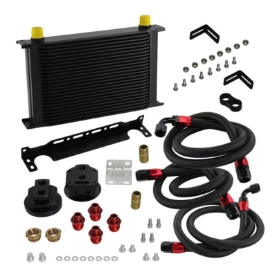 25 Row AN10 Oil Cooler Kit Adapter Bracket for Oil Filter Routing Black - Image 1 of 4