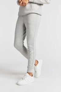 SikSilk Girls Grey Floral Logo Joggers 13-14 Years - Picture 1 of 6