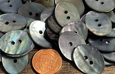 6 PCS Only Dyed Gray Iridescent Oval  MOP Abalone Shell Buttons 22mm 7/8" 13558 - Image 1 of 4