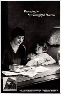 PRINT AD 1928 Prudential Insurance Company of America Mother Daughter 6 x 9 - Picture 1 of 3