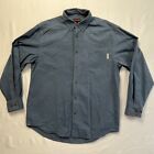 Wolverine Shirt L Mens Button Up Long Sleeve Blue Solid 100 Cotton Workwear