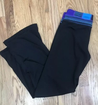 Ideology 黑色紫色腰带运动瑜伽打底裤女式 S 码二手状况完好 — 第 1/4 张图片