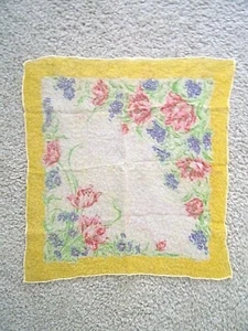 VINTAGE UNUSUAL SILK 16" BY 16" SEMI SHEER FLORAL HANDKERCHIEF BEAUTIFUL - Picture 1 of 3