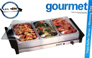 New Triple Buffet Server/Warming Tray (3) 2.5 Quart Serving Trays (I1B97C) - Picture 1 of 1