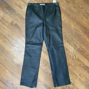 Clio Leather Pants Size 8 Black Straight Leg Vintage 90's - Picture 1 of 6
