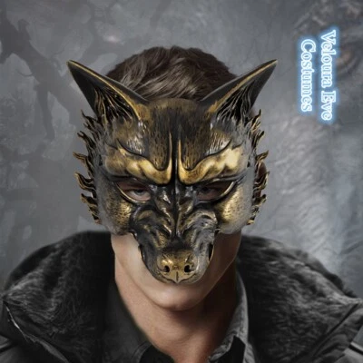 SN-G5-1 Adult Gold Wolf Latex Mask Halloween Costume Party Animal Headwear - Image 1 of 4