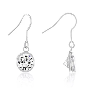 Gorgeous 5 Ct 9mm Round Bezel 9mm CZ Solitaire Dangle Drop Earrings - Picture 1 of 2