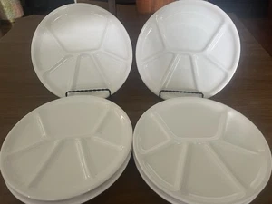 Varages France Divided Fondue/Appetizer/Grill Plates White 8.5" - Picture 1 of 5