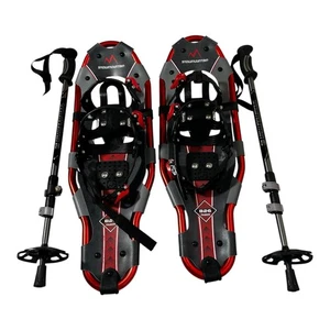 SnowMountain Faber 826 Snowshoes Kit 8x26 | Red w/ Poles | 200 lb | Lightweight - Picture 1 of 23
