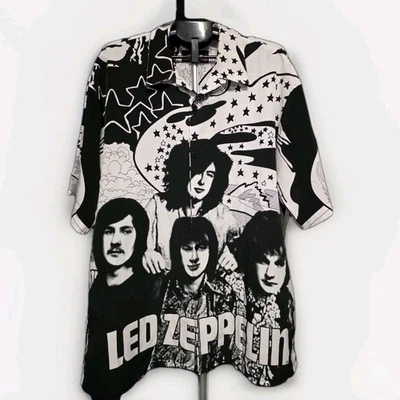 Vintage LED ZEPPELIN Dragonfly Button Dress Shirt Sz 2XL JIMMY PAGE ROBERT PLANT - Image 1 of 4