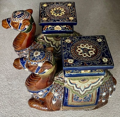 VINTAGE CERAMIC CAMEL GARDEN STOOLS/ TABLES - Image 1 of 4