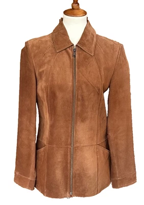 Bernardo for Nordstrom Tan Suede Zip Front Jacket Long Sleeve Lined Pockets S - Image 1 of 4