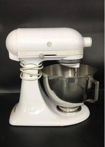 KitchenAid Weiß auf Weiß Neigekopf Standmixer KSM90PSWW mit Schüssel GETESTET/FUNKTIONIERT - Bild 1 von 6