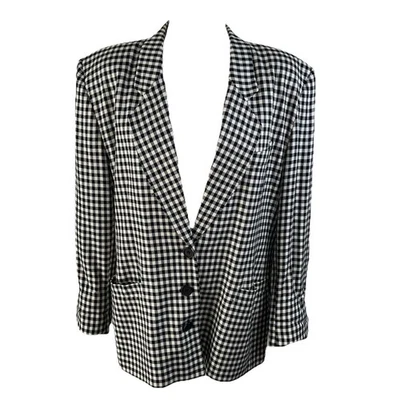 VTG Christian Dior Gingham Check Blazer Black/ White Size XL* - Image 1 of 4