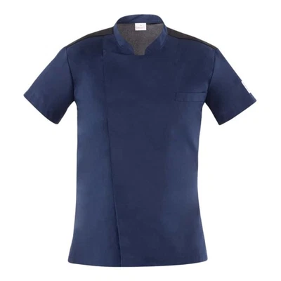 Giacca Cuoco Thiago Blu a Manica Corta con Rete - GIBLOR'S - Pizzaiolo - Immagine 1 di 4