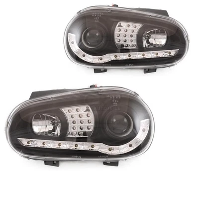 Set Di Fari Per VW Golf IV Tipo 1J 97-03 LED Dragon Lights Chiaro/Nero - Immagine 1 di 4