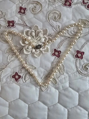 Collana Di Perle Vintage Majorca Con Pietra Azzurra Filigrana Elegante Argento - Immagine 1 di 4