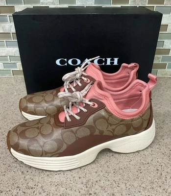 Coach C270 Women’s C5774 Signature Tech Runner Color Khaki/Saddle Size 11 Shoes - Image 1 of 4