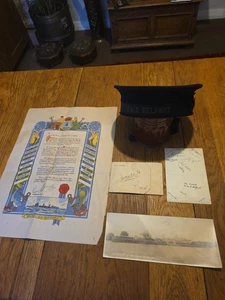 ww2 Hms Belfast  Cap, Hms Belfast Crossing Equator Certificate, Hms Belfast Post - Picture 1 of 24