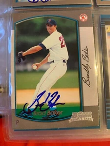 Tarjeta de béisbol Bowman 2000 firmada autografiada por Brad Baker certificado de autenticidad - Imagen 1 de 1