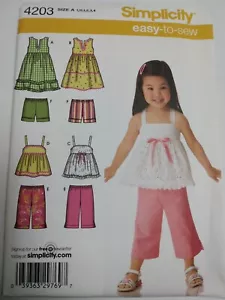 Dress Capri Pants Shorts Tank Top 1/2 1 2 3 4 Simplicity 4203 Sewing Pattern UC - Picture 1 of 4