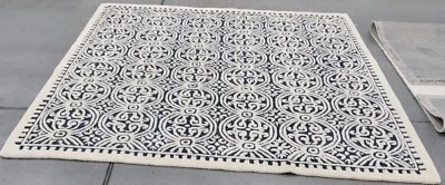 NAVY BLUE / IVORY 8' X 8' SQ Back Stain Rug Reduced Price 1172741779 CAM123G-8SQ - Image 1 of 4