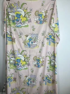 VTG Smurfette Twin Sheet Set Complete Pink Smurfs 1983 Peyo Lawtex 80s Cartoon - Picture 1 of 9