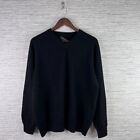 Cashmere Sweater Mens Large Black V-Neck Giasone Solid Casual Knit Pullover