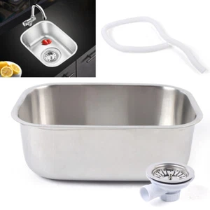 RV Caravan Camper Stainless Steel Hand Wash Basin Kitchen Sink W/Water Pipe - Picture 1 of 12