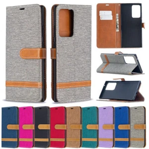 Flip Card Wallet Denim Phone Case For Samsung S23 S22 S21 S20 S10 S9 S21 FE - Picture 1 of 83