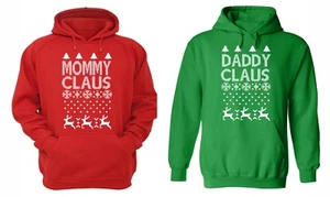 Mommy Daddy Claus - UGLY CHRISTMAS Sweater Snowflake Matching Couples Hoodie - Picture 1 of 4