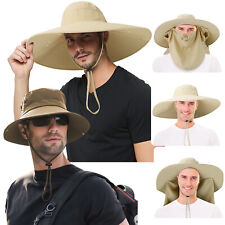 Wide Brim Bucket Hats Sun Uv Protection Cotton Safari Boonie Cap Travel Hiking