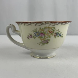 GRACE China Gold Trim Rim Handle Rust Floral Spray Porcelain Coffee Tea Mug Cup - Picture 1 of 12