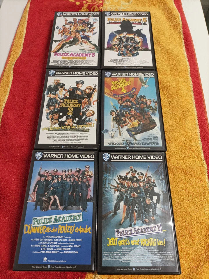 vhs kassetten police academy 1-6 warner home kleine box steve guttenberg buba s. - Bild 1 von 4