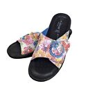 Flexus by Spring Step Fabia Multicolor Floral Slip On Wedge Sandals Sz 40 US 9