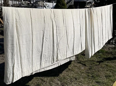 Vntg Sears & Roebuck Rare Curtains Pinch Pleat Lined Drapes Ivory 94”x80" Pair - Image 1 of 4