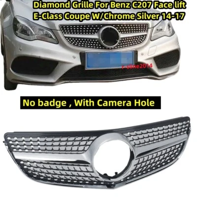Diamond Front Grille Grill Chrome Silver For Mercedes C207 Coupe 14-17 E350 E400 — 第 1/4 张图片