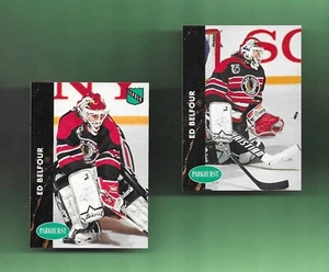 DAS SET! ED BELFOUR-CHICAGO BLACKHAWKS! 1991-92 Parkhurst Base/Leader # 30/218 - Bild 1 von 2
