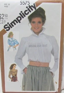 Vintage Simplicity 5575 Misses 10 Blouse Romantic Boho Cottagecore Pattern - Picture 1 of 2