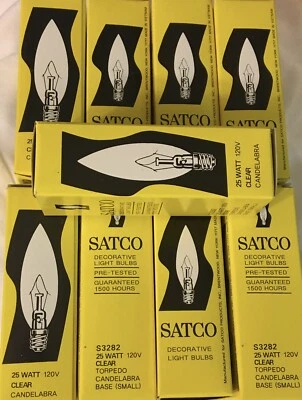 17 PACK!!! Satco S3282 25 watt; Clear; 212 lumens; Candelabra base ( Small ) - Image 1 of 2