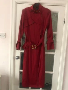 ladies coat jacket BERAY wine full lngth maxi long slvs pokets sz 12/14? 40"bust - Picture 1 of 9