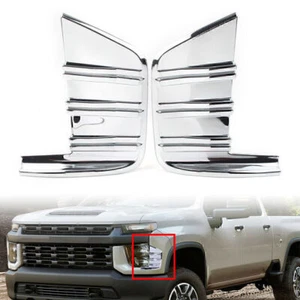 1Pair Front Fog Light Cover Trim For Chevrolet Silverado 1500 2019-2020 Chrome - Picture 1 of 10