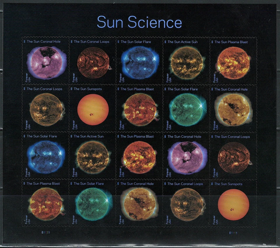 Mint US Sun Science Pane of 20 Forever Stamps Scott# 5598-5607 (MNH) - Image 1 of 1
